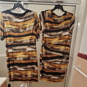 NWT Connected Apparel Multicolored Dress; Szs 14W & 16W. Short Sleeves; $75 Each